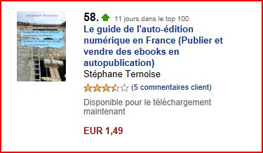  photo boutique Amazon Kindle France : onzime jour dans le top 100 pour le guide