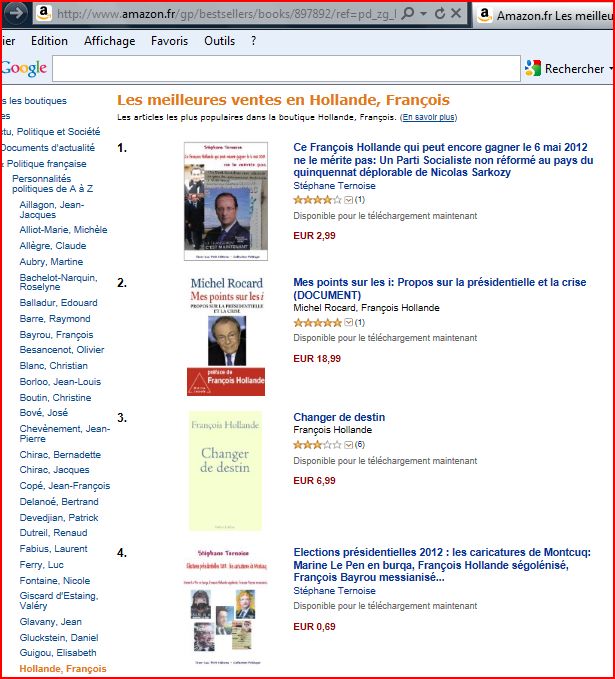  photo meilleures ventes François Hollande sur Amazon