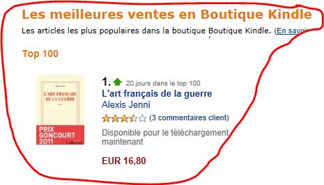  photo gallimard numero 1 des ventes sur kindle